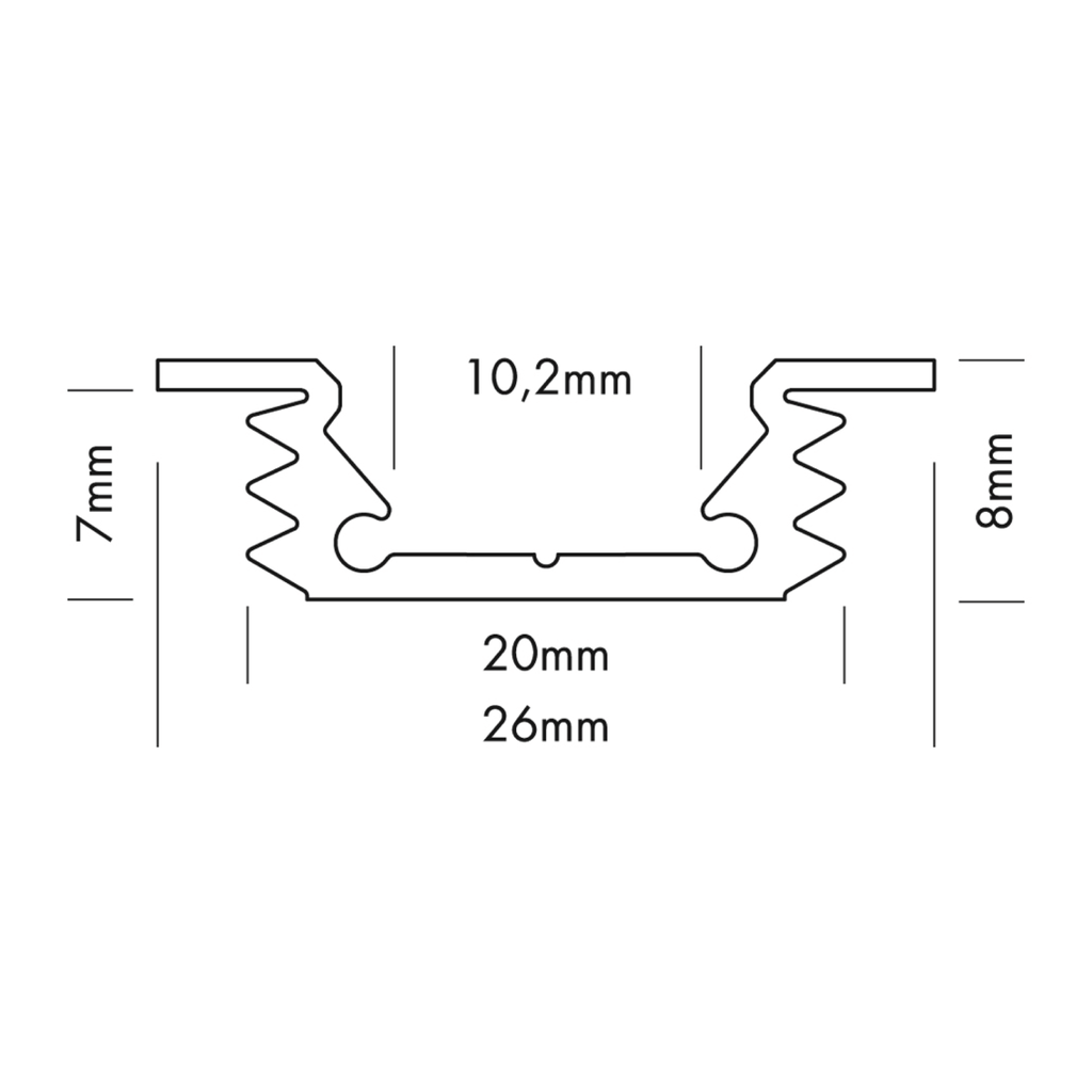 LED-Profil Aluminium S-Line Flat Rec 26mm breit