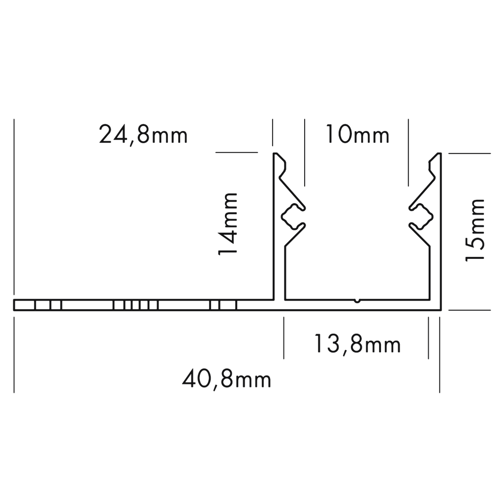 LED-Profil Aluminium S-Line Tiles 13mm, 13,8mm breit