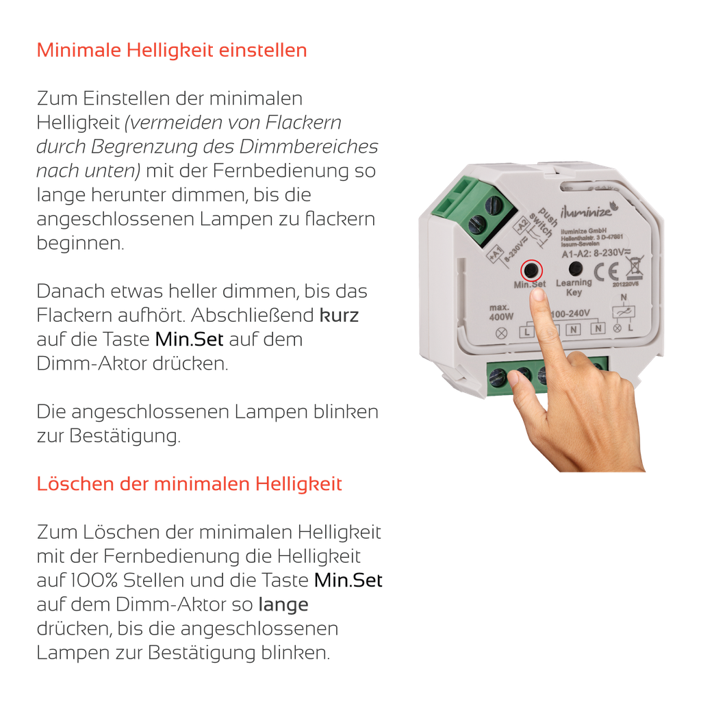 230V Funk Set: Dimm-Aktor + Hand-Fernbedienung Mini