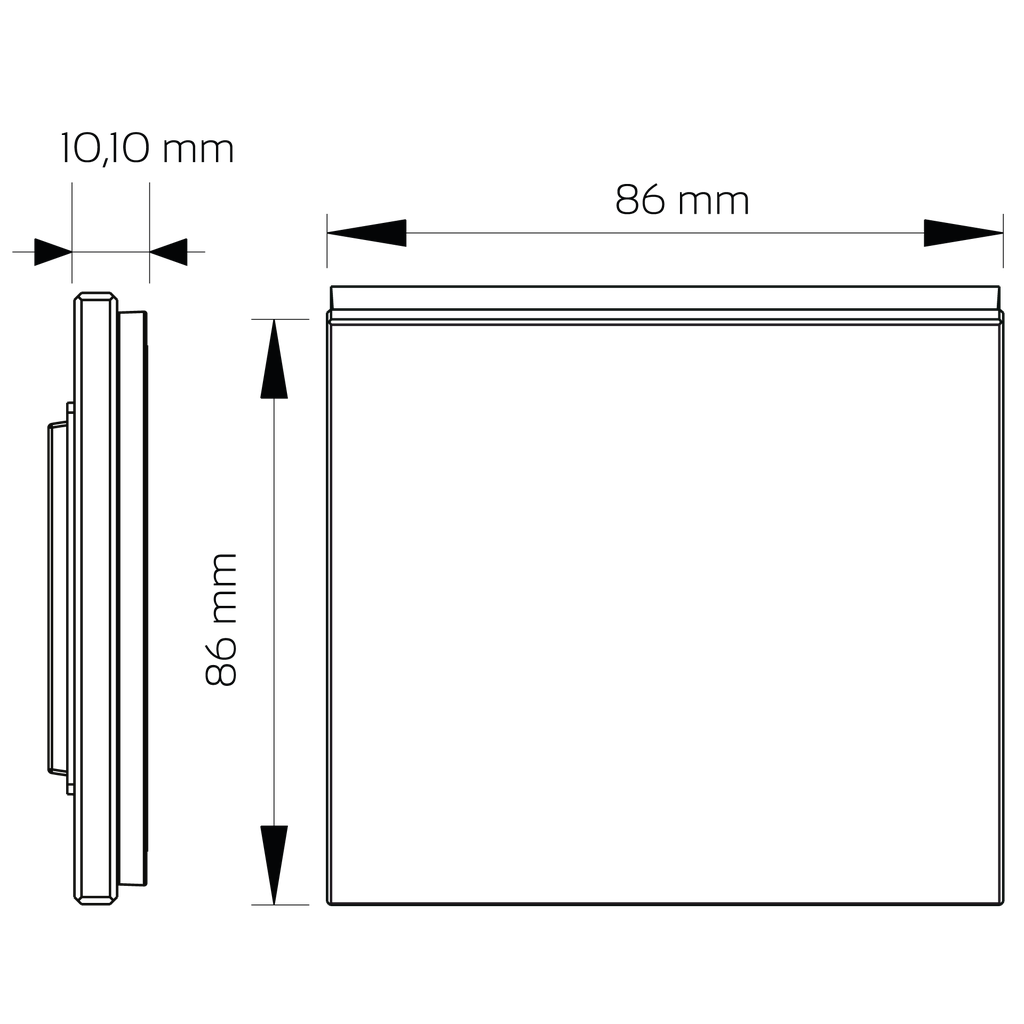 Funk Wand-Dimmer mit Tasten - Plexiglasrahmen | Reinweiß