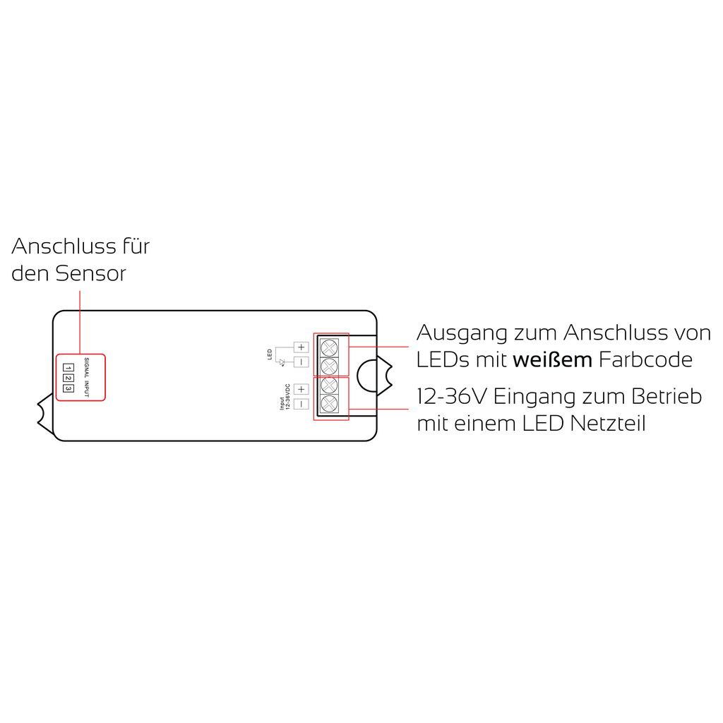 LED-Dimmer Mini 12V-36V, für LED-Spots mit weißen LEDs | Weiß