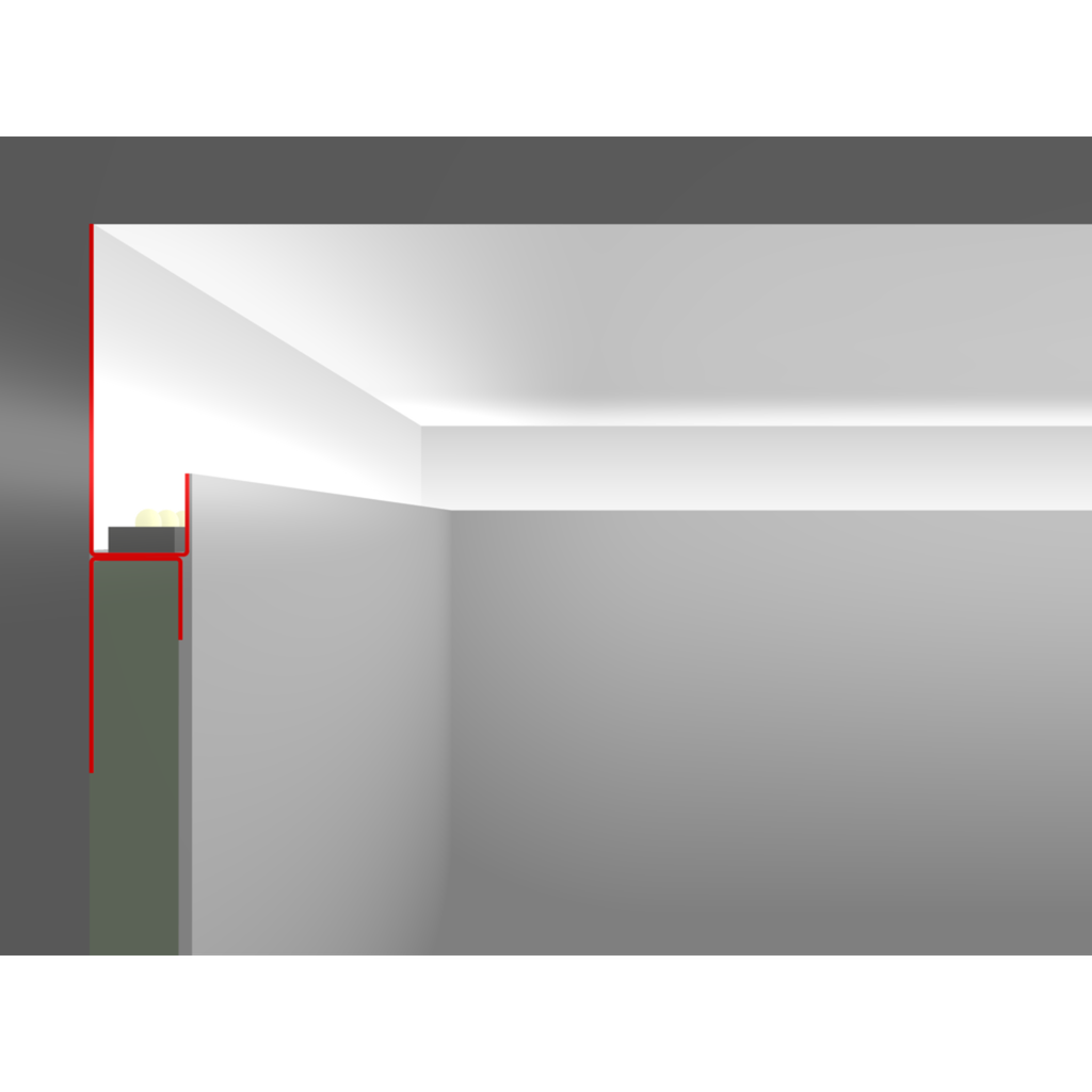 LED-Trockenbauprofil SNL, 2m lang, mit Sichtschenkel für direkten Anschluss an Bauteile