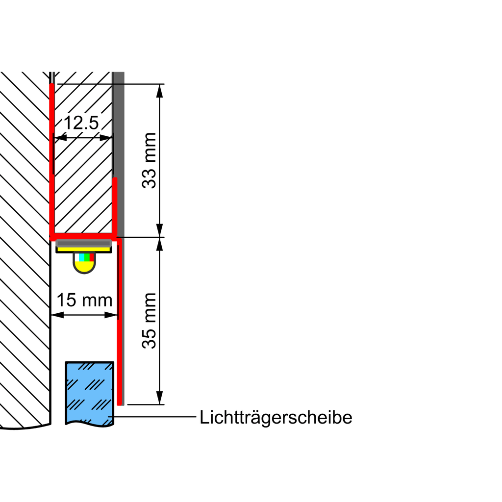 LED-Trockenbauprofil ADP , 2m lang, mit 35mm Schenkel