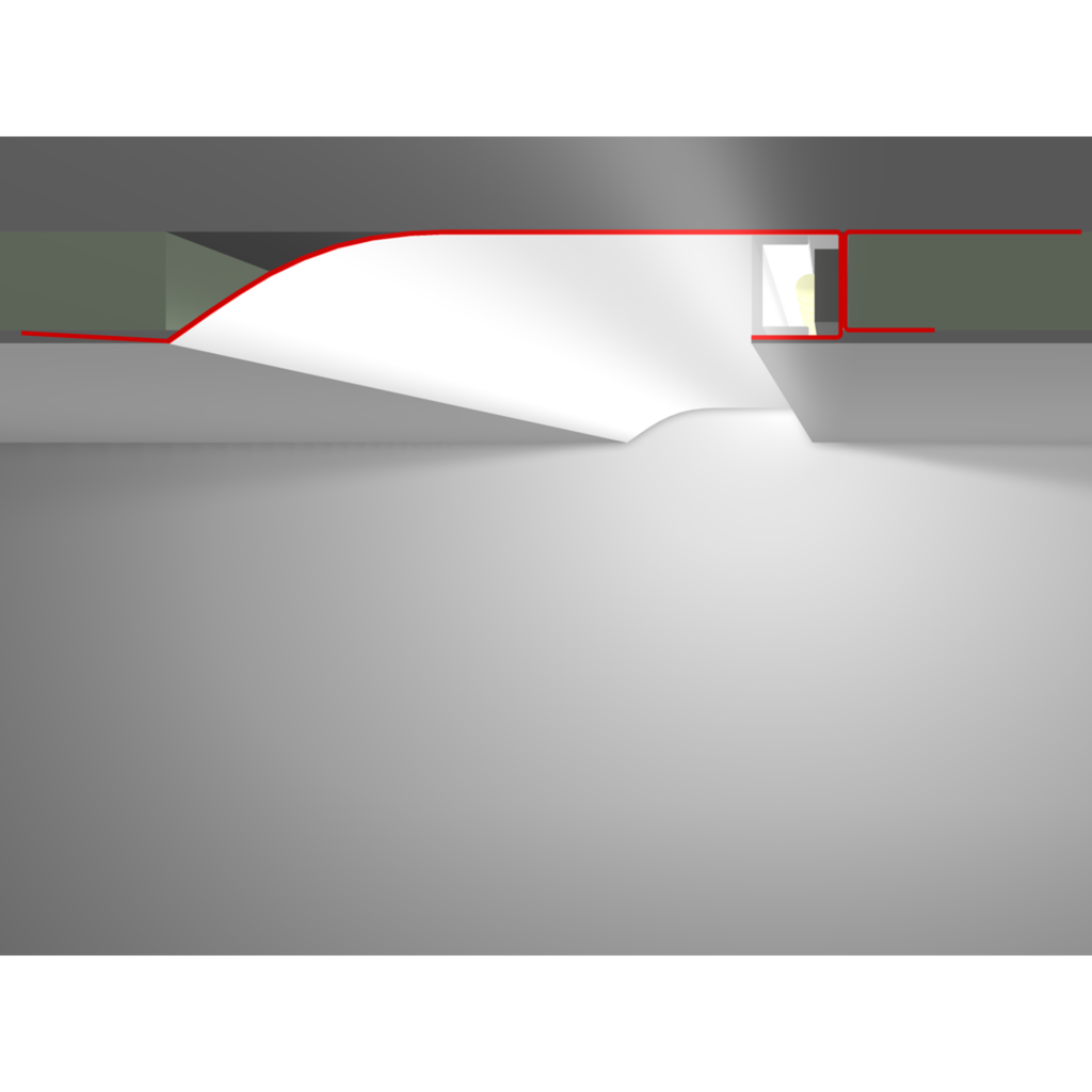 LED-Trockenbauprofil R10, 2m lang, mit Reflektor-Sichtschenkel