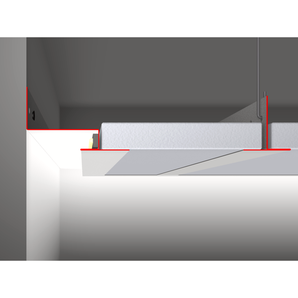 LED-Rasterdeckenprofil WRD 40, 2m lang, für Einbau in abgehängte Rasterdeckensysteme