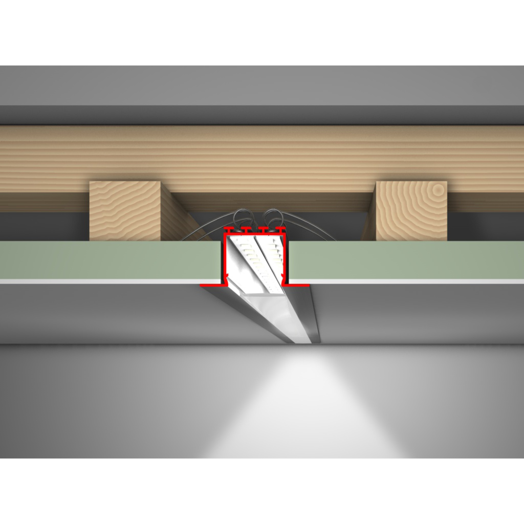 Lineares Aluprofil S 24, 2m lang, zum Bau schmaler Lichtschlitze in Gipskartonwände und -decken