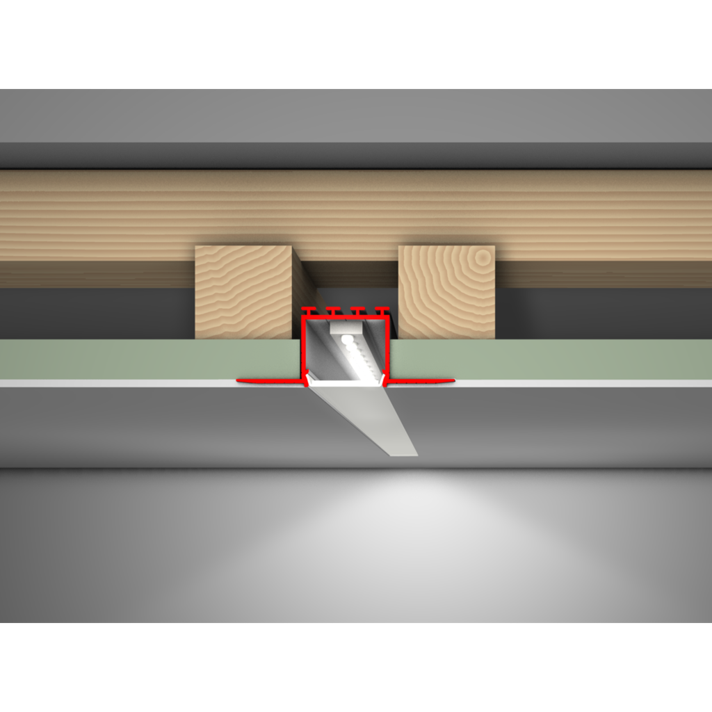 Lineares Aluprofil L 24, 2m lang, zum verdeckten Einbau in Wand- und Deckenflächen