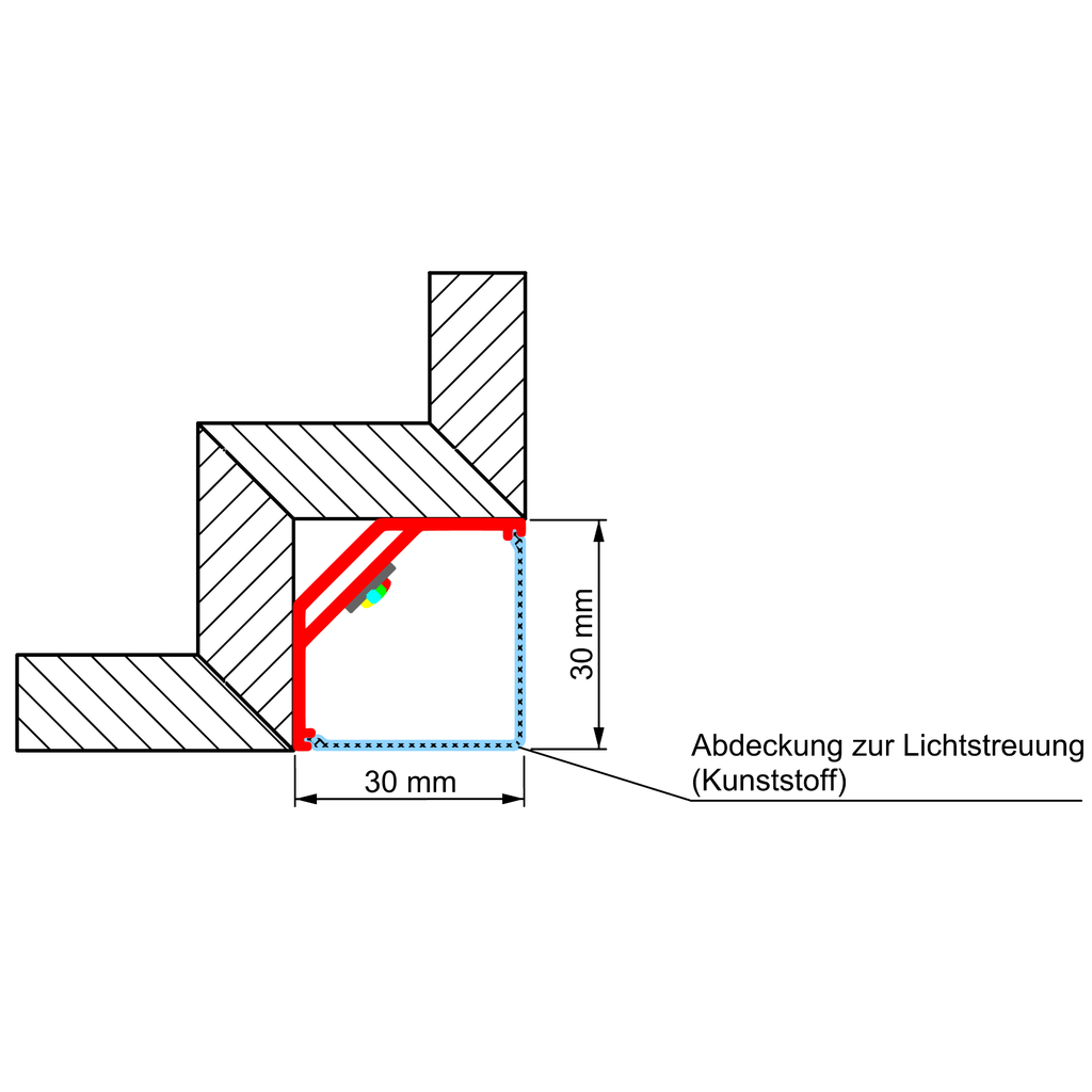 Aluminium Eck-Profil E 45, 2m lang