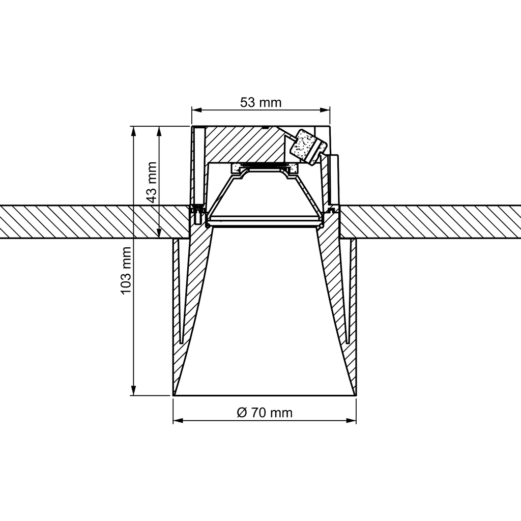 LED-Einbaustrahler TUBO, 230V, 9W dimmbar per Phasen-AB-schnitt