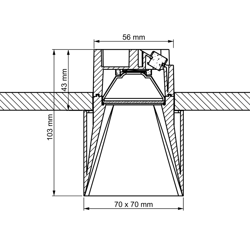 LED-Einbaustrahler BLOCKY, 230V, 9W dimmbar per Phasen-AB-schnitt