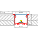 Aluprofil PEP 22-1, für den Bau schmaler Lichtlinien in Gipskartonwänden und -decken, 2m lang | silber eloxiert