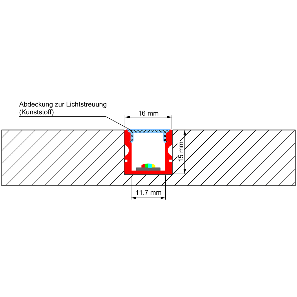 Aluprofil AU-Hoch, für den Möbel- und Küchenbau, 2m lang