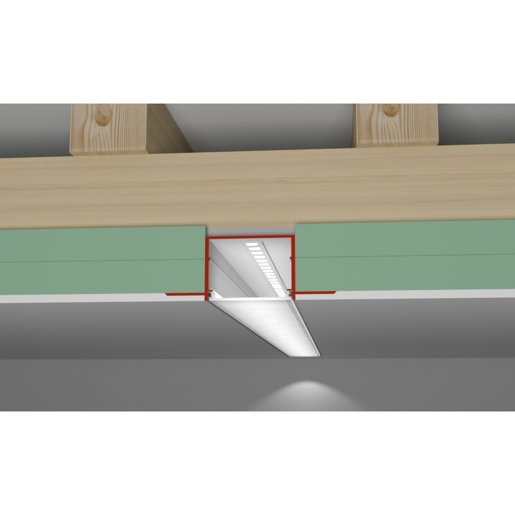 Aluprofil V30-Hoch, für den Bau schmaler Lichtlinien in Gipskartonwänden und -decken, 2m lang | silber eloxiert