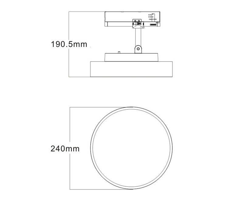 Tracklight Moon 240, 3 Phasen, schaltbar 3000K / 3500K / 4000K, Ra80 , rund