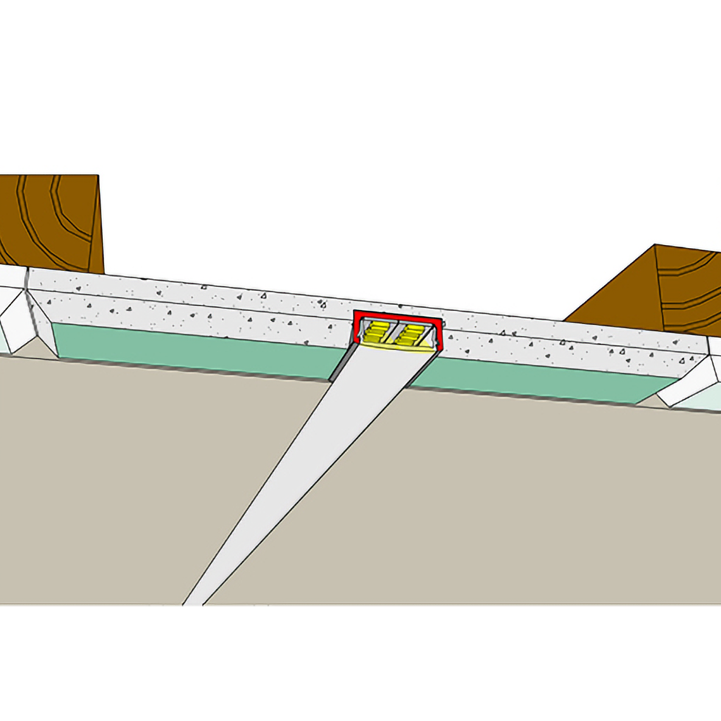 DL Paneel 26mm breit, mit integr. Alu-Profilen, 12,5mm Gips, 2m lang | DL Direktes Licht