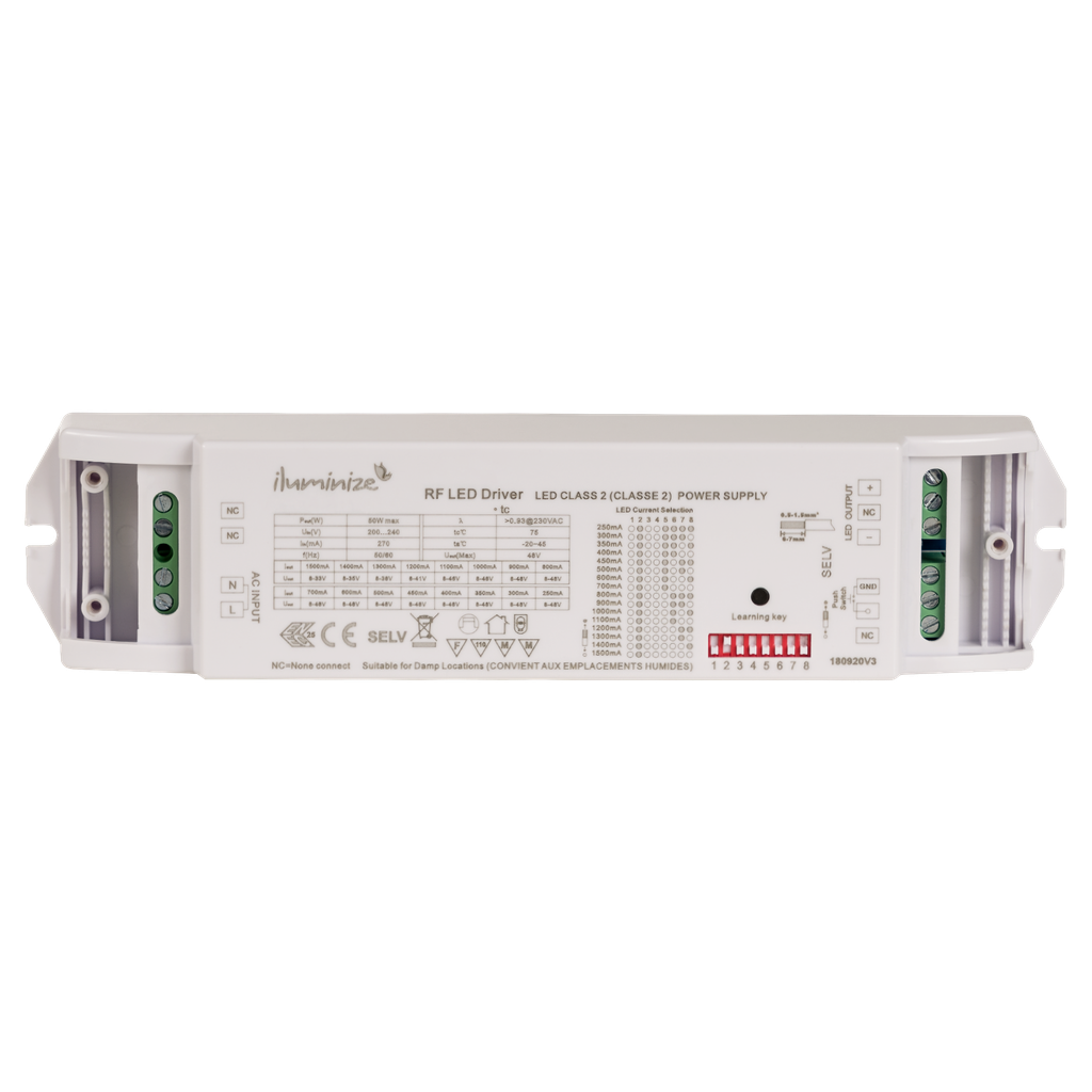 Funk Controller mit einstellbarem Strom 250-1500mA, max. 50W / 48V SELV | weiß