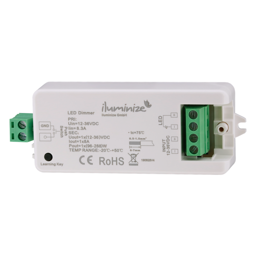 Funk Controller Mini Single Color, PWM 12V - 36V, 1x 8A - für LED-Lichtbänder | weiß