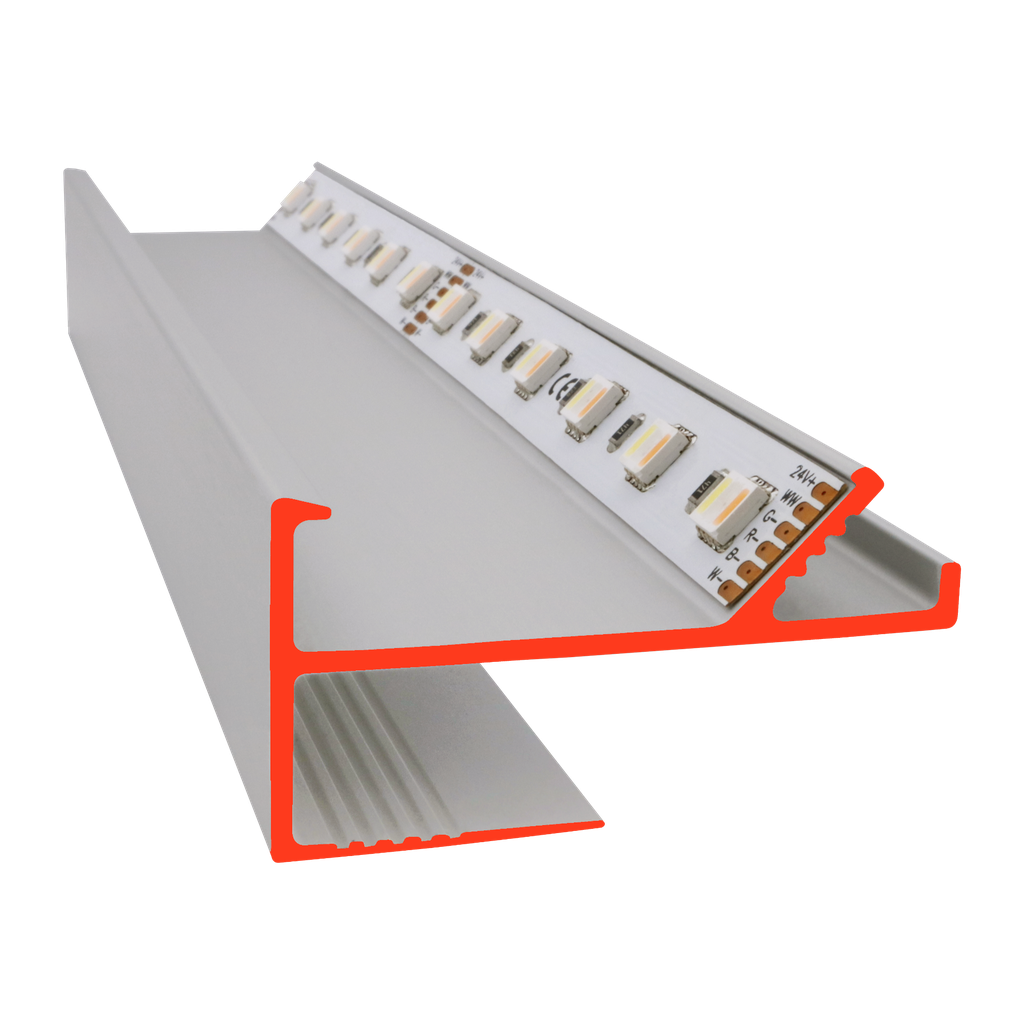 LED profile VT for LED coves, strip lights up to 12mm wide, mounting for 12.5mm plasterboard