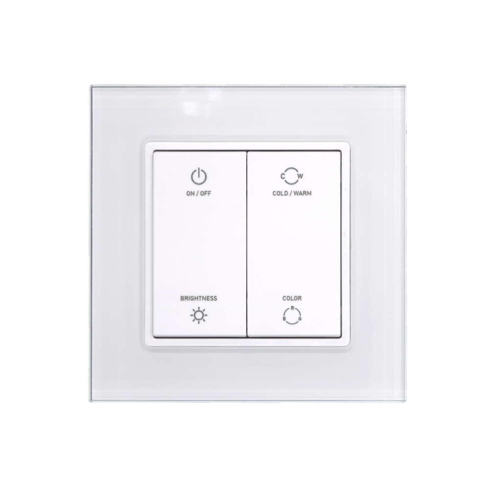 Wand-Dimmer Universal, Zigbee-kompatibel, mit Tasten - Plexiglasrahmen | Reinweiß