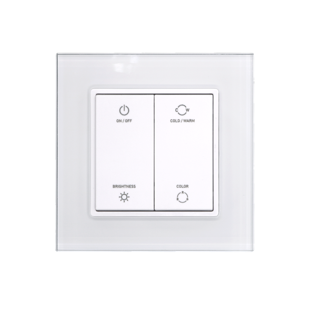 Zigbee 3.0 wall dimmer universal with switches - plexiglass frame | pure white