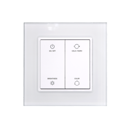 Wand-Dimmer Universal, Zigbee-kompatibel, mit Tasten - Plexiglasrahmen | Reinweiß