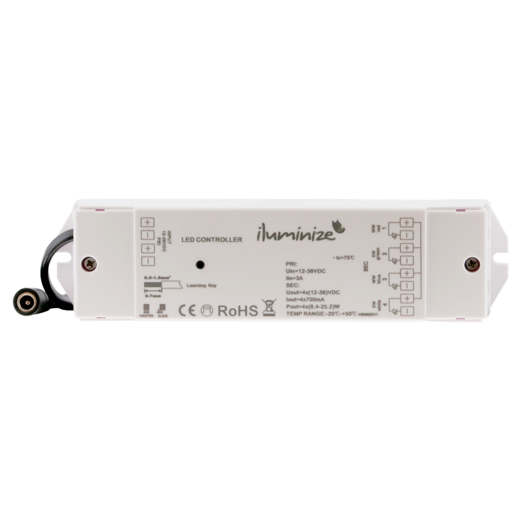 RF universal controller PWM constant current (12V - 36V), 4 channels - for LED spots | white