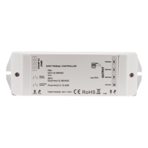 RF & Wifi universal controller PWM constant current (12V - 36V), 4 channel - for LED spots | white