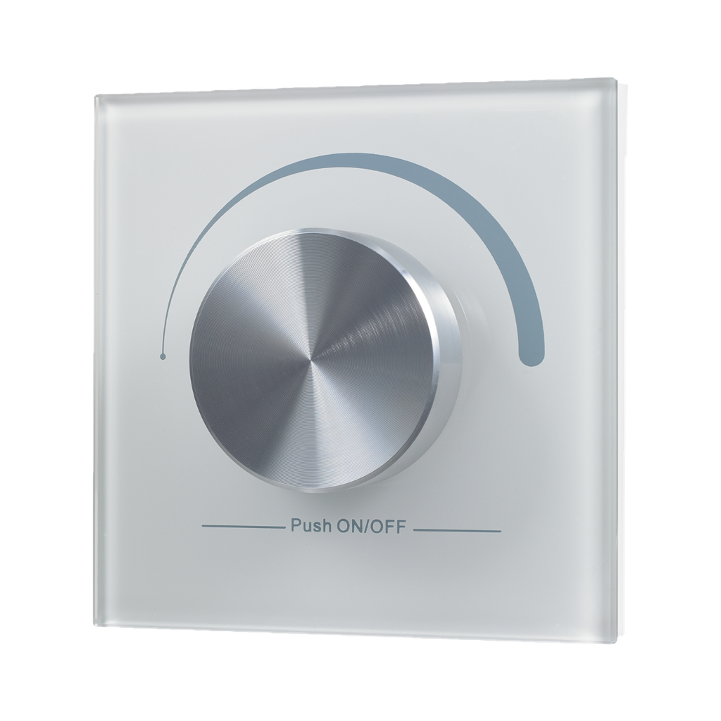 RF wall dimmer with knob, 1 zone | plexiglass white