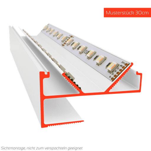 LED profile VTL Twin for coves, max. 2 light strips up to 12mm/18mm width, intake for 12.5mm plasterboard