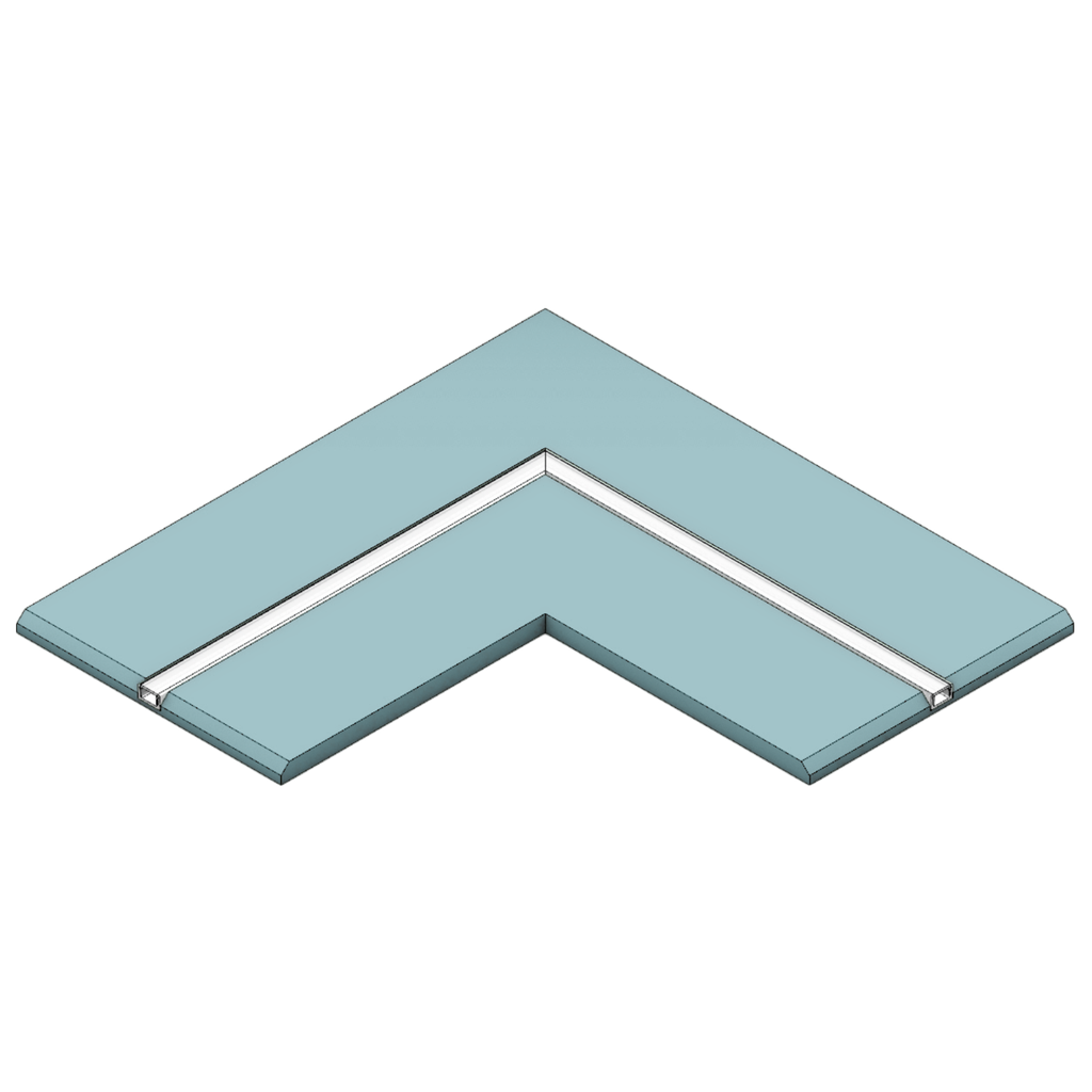 Panel corner for DL 26mm wide, with integrated aluminum profiles, 12.5mm plaster, 2m long | DL Direct light