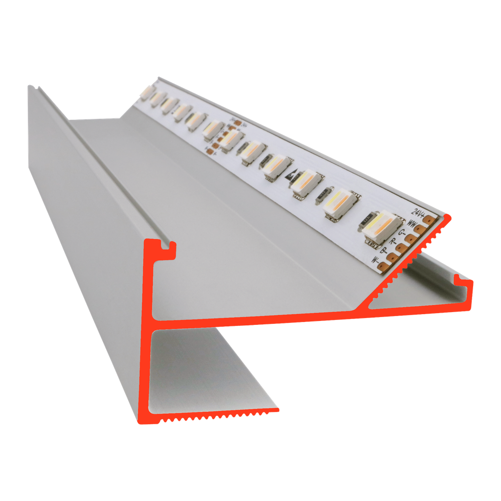 LED-Profil VTL für Vouten, Lichtbänder bis 18mm, Aufnahme für 12,5mm Gipsplatten, eloxiert | 98cm lang