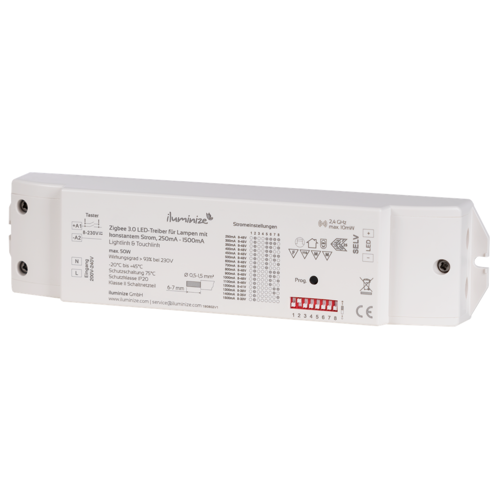 LED-Controller mit einstellbarem Strom 250-1500mA, max. 50W / 48V SELV | Zigbee-kompatibel