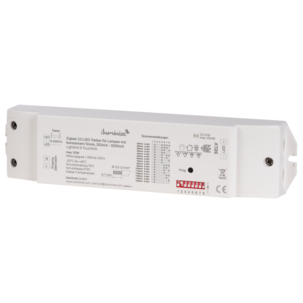 Zigbee 3.0 controller with adjustable current 250-1500mA, max. 50W / 48V SELV | White