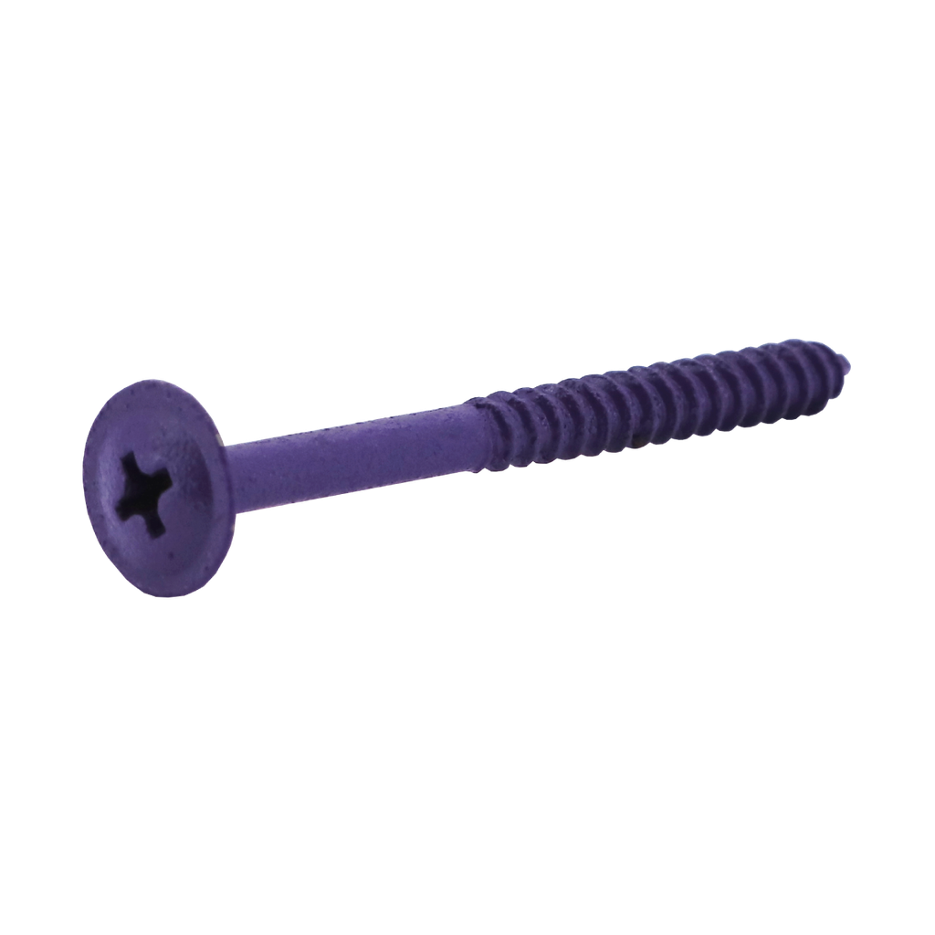 Metal screw for short-circuit-free fixation of the stellar plates I purple