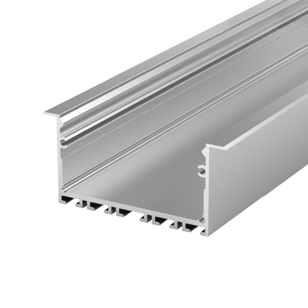Aluminum profile PEP 23-1, for the construction of narrow light lines in plasterboard walls and ceilings, 2m long | anodised silver