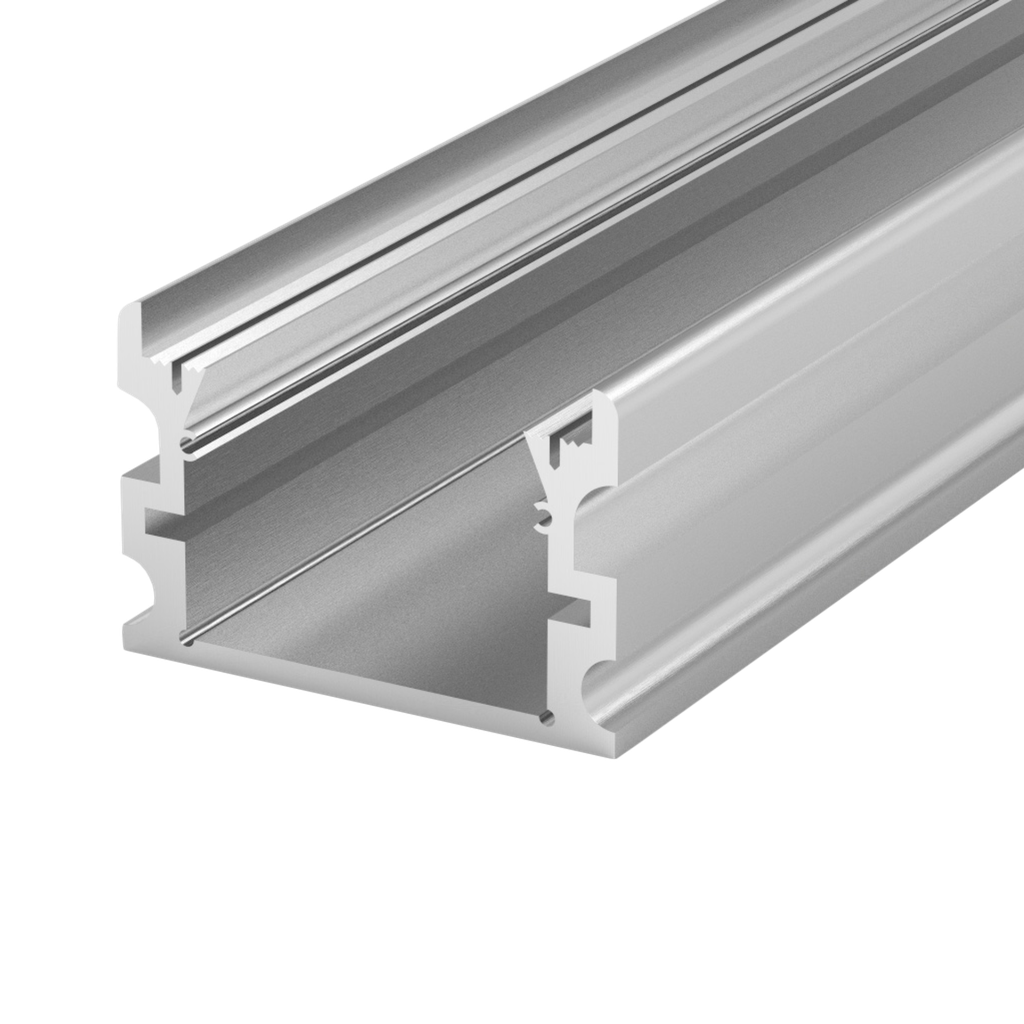 Aluminum profile PEP 24-2, for the construction of narrow and solid light lines in outdoor areas, 2m long | anodised silver