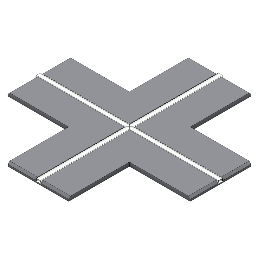 Panel cross with integrated aluminum profiles, 12.5mm plaster | DL Direct light