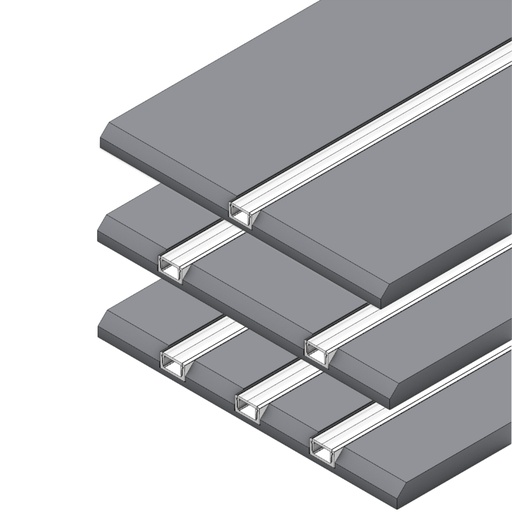 Panel with integrated aluminum profiles, 12.5mm plaster, 2m long | DL Direct light